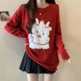 thumbnail image 4 of Suéter de Navidad suelto Vintage para mujer, moda de otoño e invierno, jerséis de punto con cuello redondo, Top de punto de Jacquard elegante, 4 of 5
