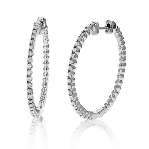 Vir Jewels 1/2 CTTW Diamond Hoop Earrings .925 Sterling Silver Classic 44 Stones Female Adult.
