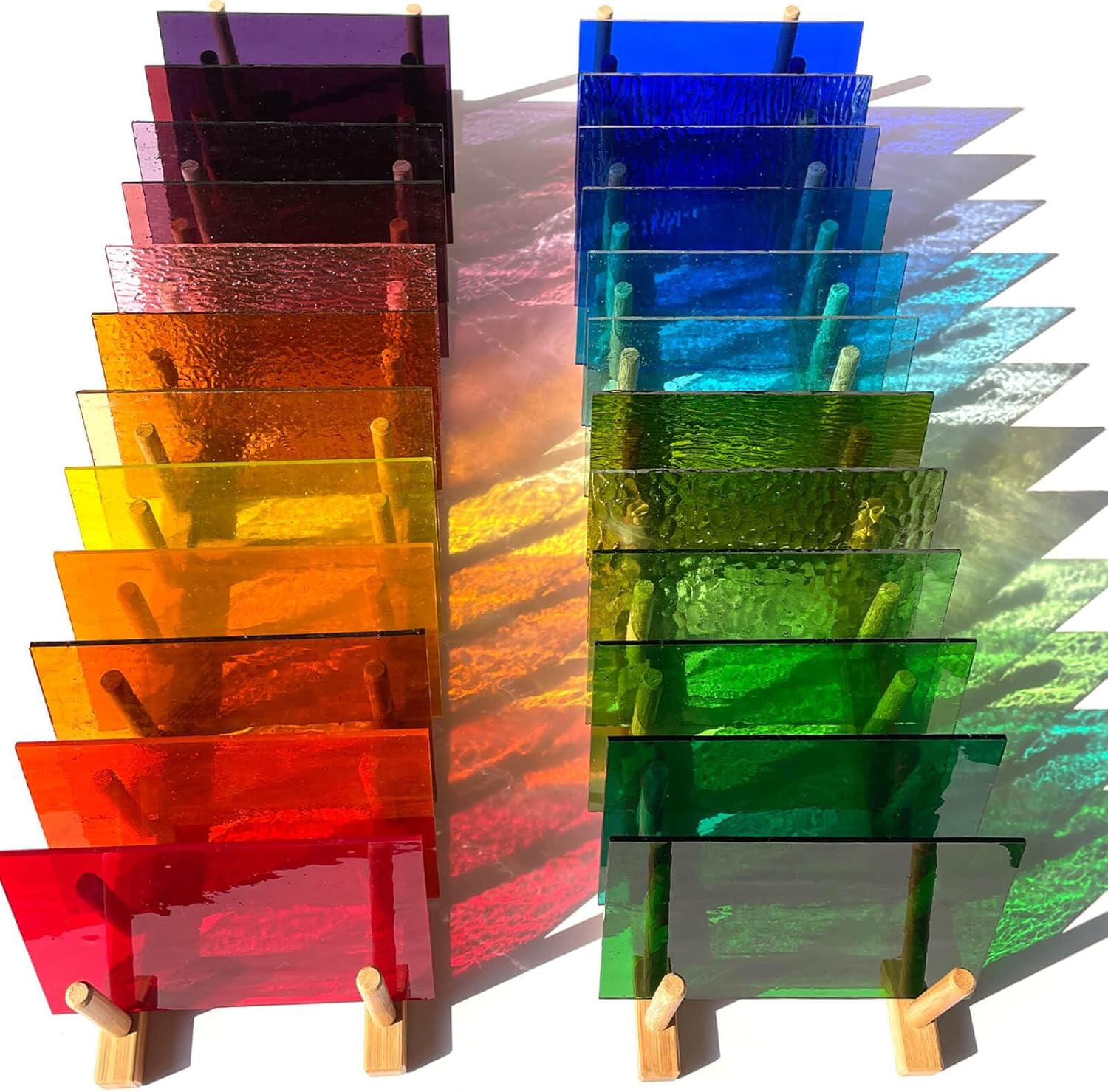 24 Sheets Clear Texture Stained Glass Variety Pack, 6 x 4 Inch Cathedral Art, Mosaic Tiles for Crafts, Assorted Patterns Transparent Sheets for Projects