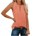 thumbnail image 1 of QUINDOS Camisoles pour Femmes Grande Taille Rose Été Exercice à la Mode Décontracté Manches Courtes Couleur Unie Sans Manches Col Rond Hauts Camisoles pour Femmes 2025, 1 of 6