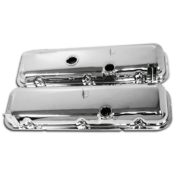 Cobra-Tek- CBK-HZ-9503-C- Aluminum Stainless Steel Compatible/Replacement for 1965-1968-1970-1972 Chevy Big Block BB 396-427-454 Short Oem Style Steel Valve Covers- Chrome
