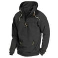 thumbnail image 3 of Long Sleeve Hoodies for Men with Zipper Pockets Fleece Lined Sweatshirts Mens Casual Solid Color Pullover Thermal Warm Athletic Workout Hoodie Tops, 3 of 5