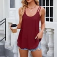 thumbnail image 2 of Gpoecd Camisole à Bretelles Spaghetti pour Femme, Mode d'Été, Maille Ajourée, Col Rond, Bretelles, Camisole Basique pour Femmes, Rouge, m, 2 of 6
