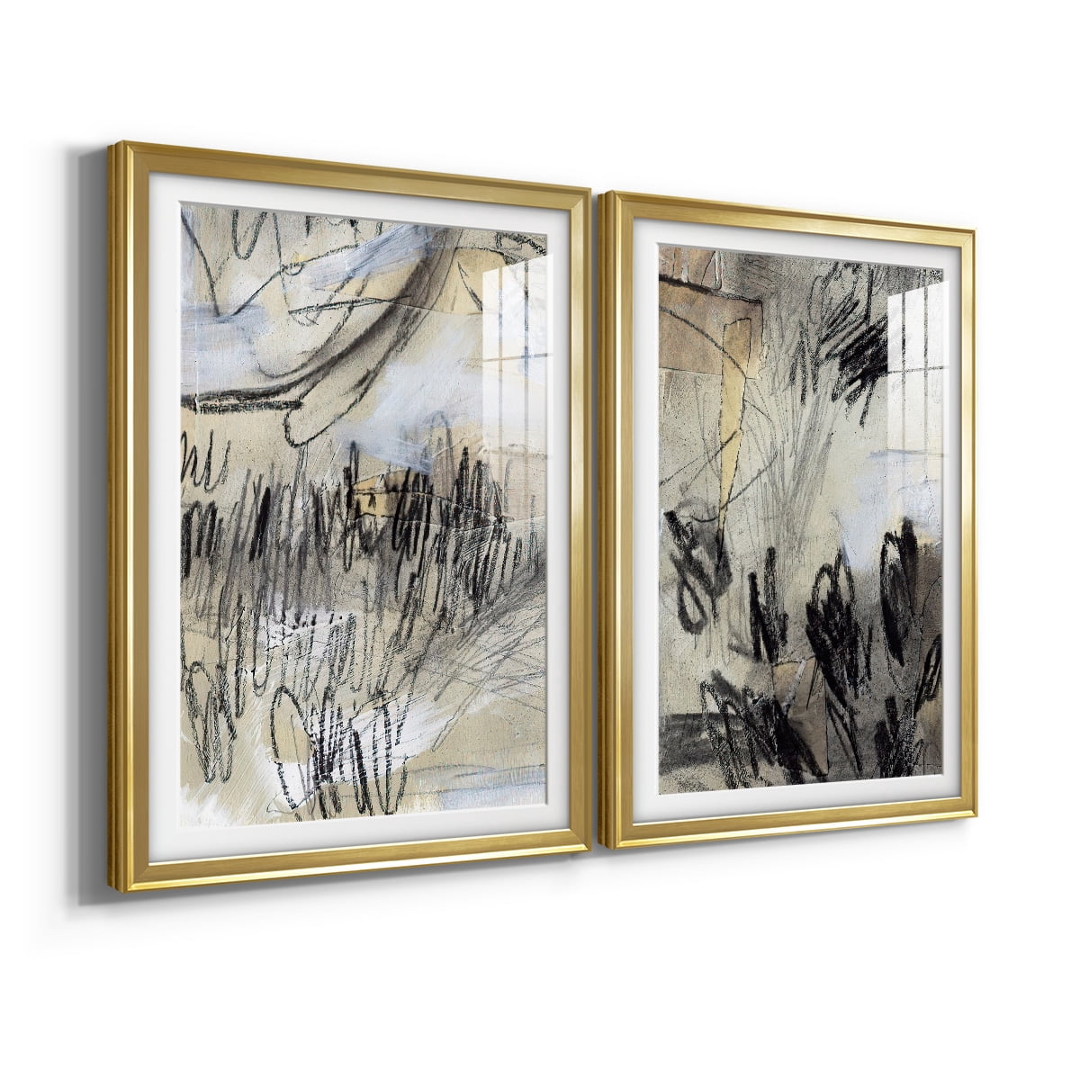 Wexford Home Masked Notes III Premium Framed Print, 26.5" x 36.5" - Ready to Hang, Gold (Set of 2)