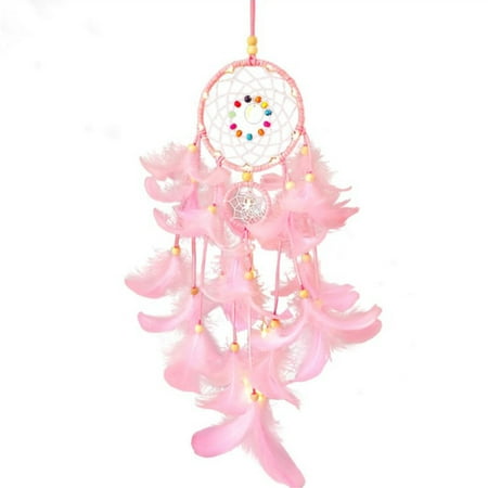 

Dream Catcher LED Light Artificial Feather Hand Woven Wind Chime Gift Hanging Pendant Home Bedroom Living room Decoration