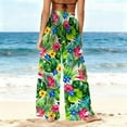 thumbnail image 4 of Gamivast Womens Swimsuit Cover up Pants Palm Leaf Sheer Beach Elastic Waist Pant Holiday Flowy Elastic Waist Boho Swimwear Summer Vacation Outfits, 4 of 5