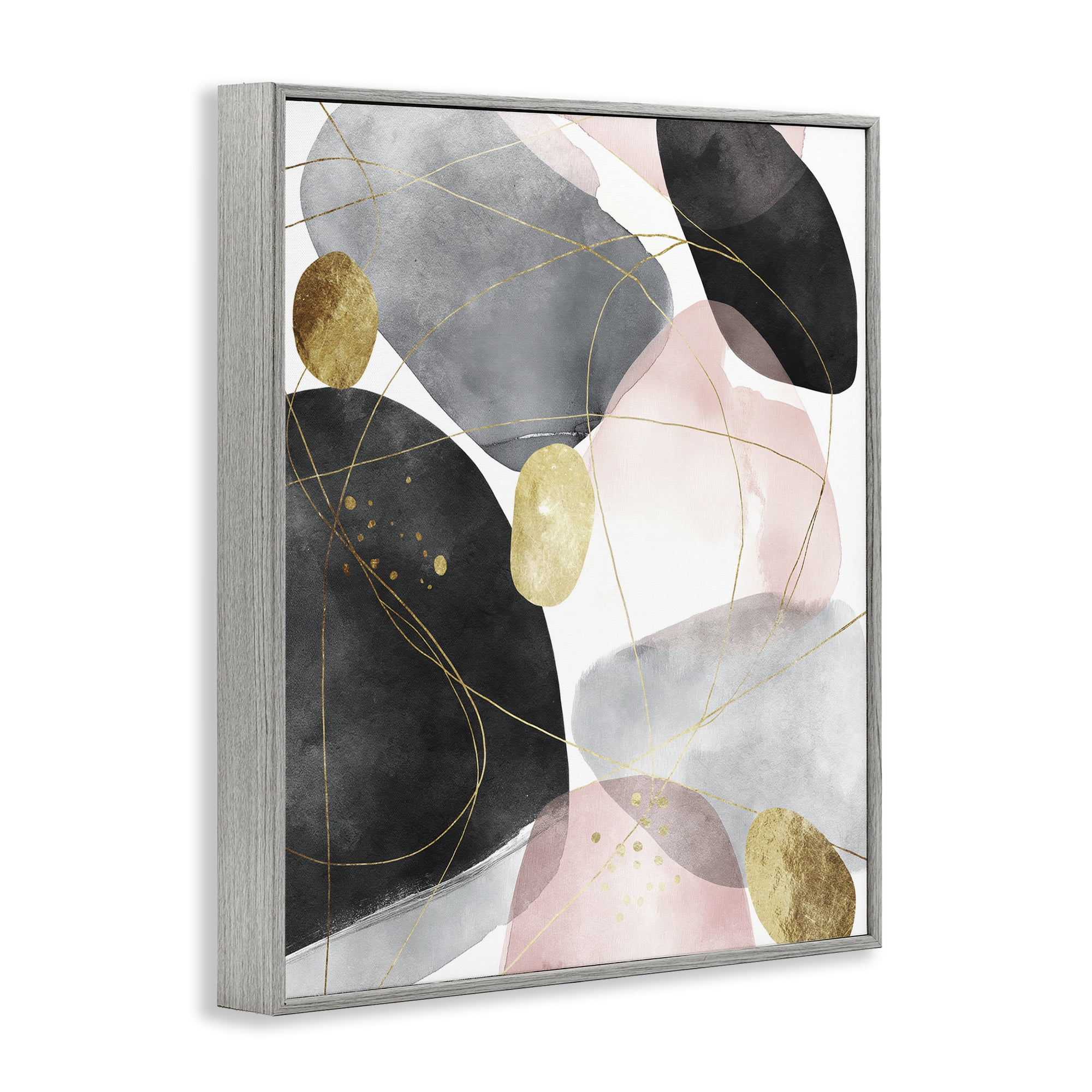 Stupell Industries Gilded Echoes Shapes Gray Framed Giclee Art, design by Svetlana Aleynikova