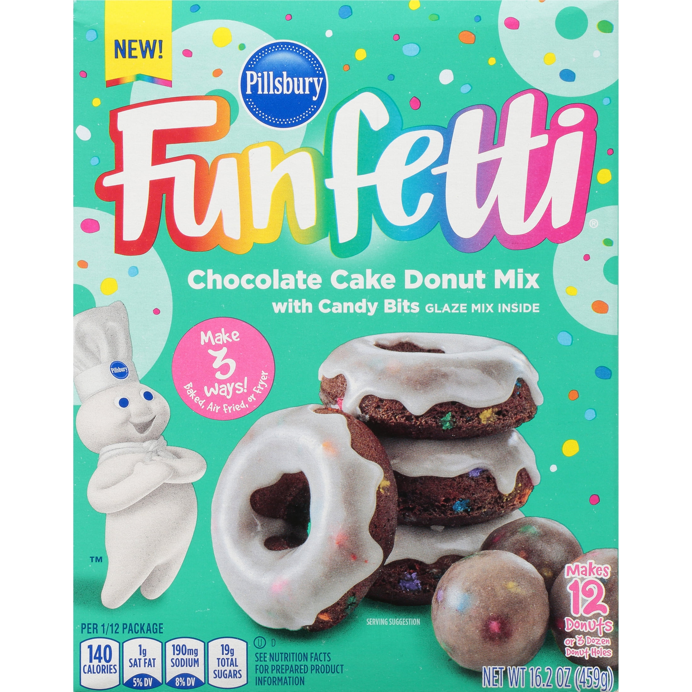 Pillsbury Funfetti Chocolate Cake Donut Mix, 16.2 oz
