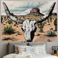thumbnail image 2 of Autua Cow Skull Cactus Desert Tapestry Wall Hanging Unique Style Graphic Art for Home Decor Living Room Bedroom Apartment Farmhouse Dorm - 4 Sizes Available 60x50inch, 2 of 6