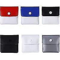 portable pocket ashtray cigarette pocket ashtray pvc fireproof odorless multiple colors for outdoor travel 6 pack Paquete de seis ceniceros de bolsillo portátiles, vista frontal con seis fundas plegadas en rojo/blanco, azul/blanco, negro/blanco, negro, blanco y gris; cierre de botón, cuerpo de EVA con esponja y forro de papel aluminio resistente al fuego, diseño compacto para llevar en bolsillo o bolso; también suelen usarse para guardar monedas pequeñas o encendedores en viajes.