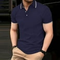 thumbnail image 2 of White Tshirt Men Mens Black Undershirt Business Casual Tees for Men Solid Color Summer Tops Button Lapel Pullover Mens Short Sleeve Shirt, 2 of 6