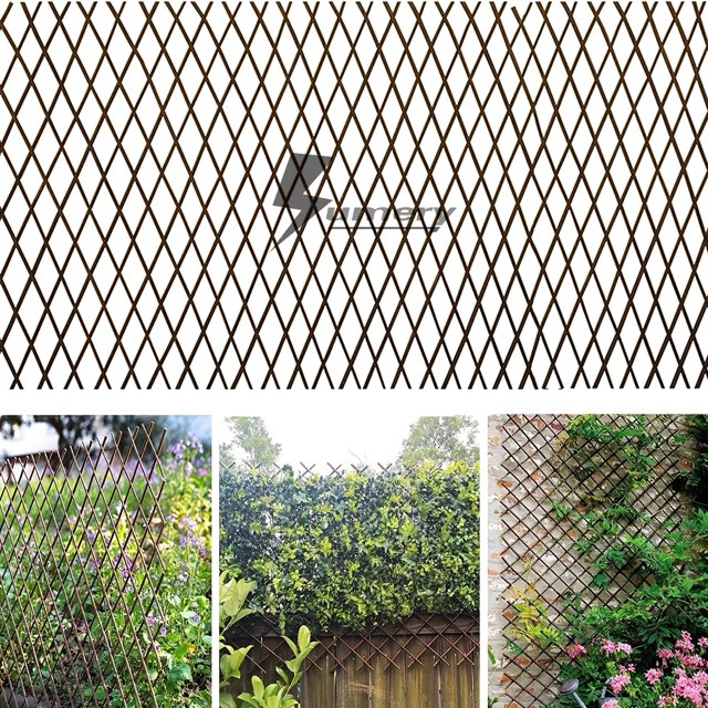 HLONK 4-Panel Nature Willow Expandable Trellis - Double Panel 36x92 Inch Sturdy Wicker Plant Support for Climbing Plants Roses Vines - Durable Outdoor Garden Fence with Easy Installatio