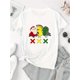 thumbnail image 2 of Playera de manga corta para mujer, estampado en color sólido, cuello redondo, estilo casual, para verano, estilo casualWomen's Colorful Bird Graphic T-Shirt - Casual Short Sleeve, Soft Polyester Ble, 2 of 6