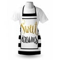 thumbnail image 3 of Sweet Dreams Apron Vintage Hand Drawn Lettering Design with Monochrome Stripes Background, Unisex Kitchen Bib Apron with Adjustable Neck for Cooking Baking Gardening, Yellow Black White, by Ambesonne, 3 of 3