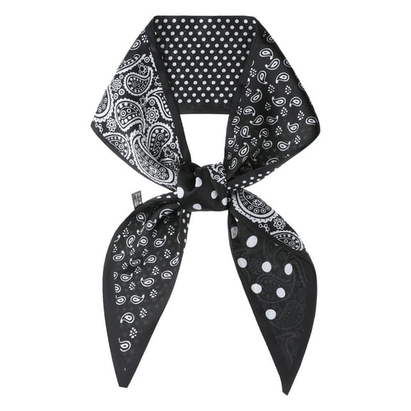 INSPIRE CHIC Women's Paisley Polka Dots Pattern Skinny Long Scarves, Satin Silky Ribbon Hair Band Neckerchief Neck Scarf 37.4x3.5" Black