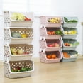 thumbnail image 3 of Durable Stackable Storage Basket Hollow Fruit Vegetable Organizer Kitchen Tool, 3 of 8