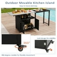 thumbnail image 4 of 64" Outdoor Kitchen Cabinets, Side Kitchen Storage Island with Foldable Side Tabletop and Rack, Wicker Outdoor Grill Cart with 2 Doors for BBQ, Patio, Backyard, Matte Black, 4 of 7