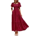 thumbnail image 1 of Vestido Maxi PRETTYGARDEN para Mujer Verano Rojo Vino Talle S, 1 of 8