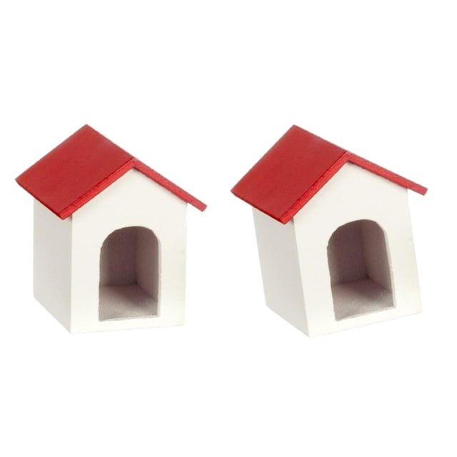 2 Uds Perrera de en Miniatura para Perros 1/12 Casa de Modelo de Jardín Decoración Juguetes de Simulación
