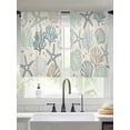 thumbnail image 2 of Aqua Teal Coastal Sheer Curtains 45 Inch Length 2 Panels Set for Living Room/Bedroom, Summer Beach Starfish Coral Nautical Rustic Curtain Drapes Rod Pocket Curtains Window Treatment 52''x45''x2, 2 of 7