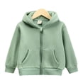 thumbnail image 3 of GYRATEDREAM Baby Boys Girls Fall Winter Hooded Jacket Toddler Long Sleeve Zip Up Cotton Thick Hoodie Coat with Pockets Kids Warm Windpoof Outerwear Green for 12M-10T, 3 of 8