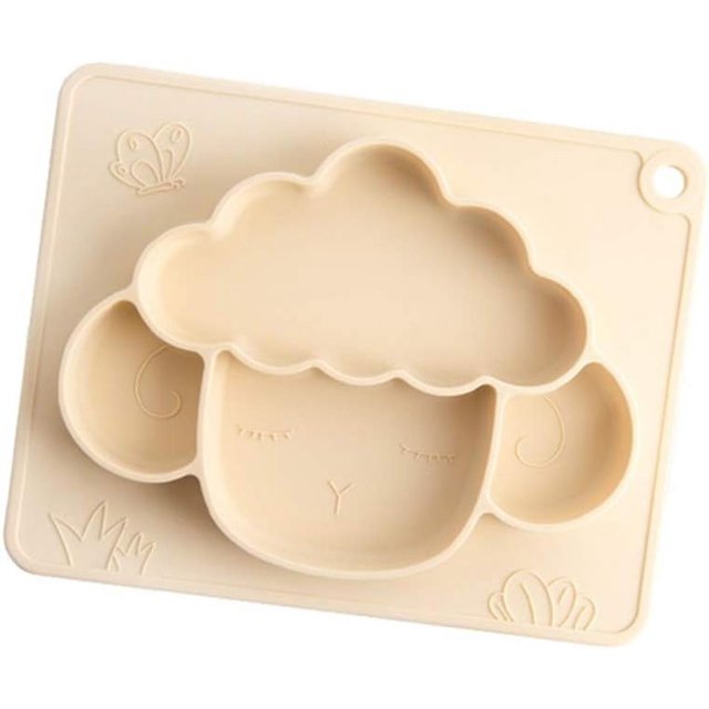 Compañero de alimentación para niños pequeños, platos de silicona antideslizantes con ventosa, alimentación dirigida por el bebé con silicona platino, suministros de alimentación para niños para