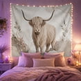thumbnail image 2 of Highland Cow Among Rocks and Wildflowers, Serene Watercolor for Animal Lovers, Botanical Farm Wall Art, Housewarming Gift, Tapestry Wall Hanging for Bedroom and Living Room, 2 of 7