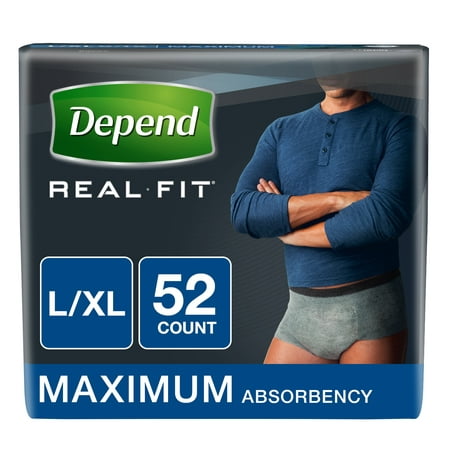 Depend Real Fit Incontinence Underwear for Men, Maximum Absorbency, L/XL, 52 (Best Adult Diapers For Bowel Incontinence)