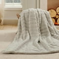 thumbnail image 4 of Home Soft Things Derby Double Sided Faux Fur Throw Blanket Solid Color Fuzzy Super Soft Cozy Plush Throw - Light Grey - 50" x 60", 4 of 9