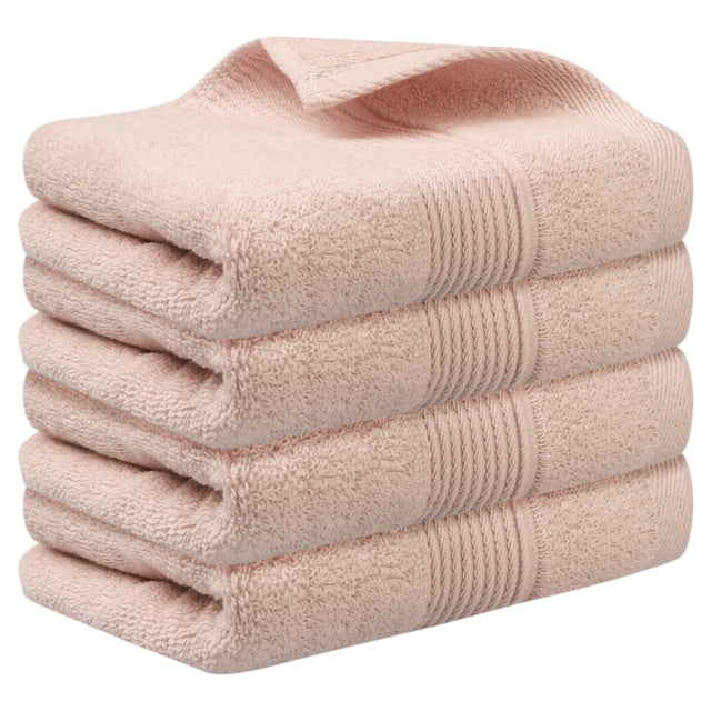 Toallas de mano de patrón a rayas REGALWOVEN, toallas absorbentes y de secado rápido para baño, cocina 14" x 30" Rosa 4 Pack