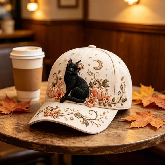 Halloween Embroidered Baseball Cap For Women Adjustable Cotton Hat