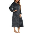 thumbnail image 4 of Posijego Zipper Robe for Women Fleece Bathrobe Lightweight Hooded Housecoat with Pockets Nightgowns, 4 of 6