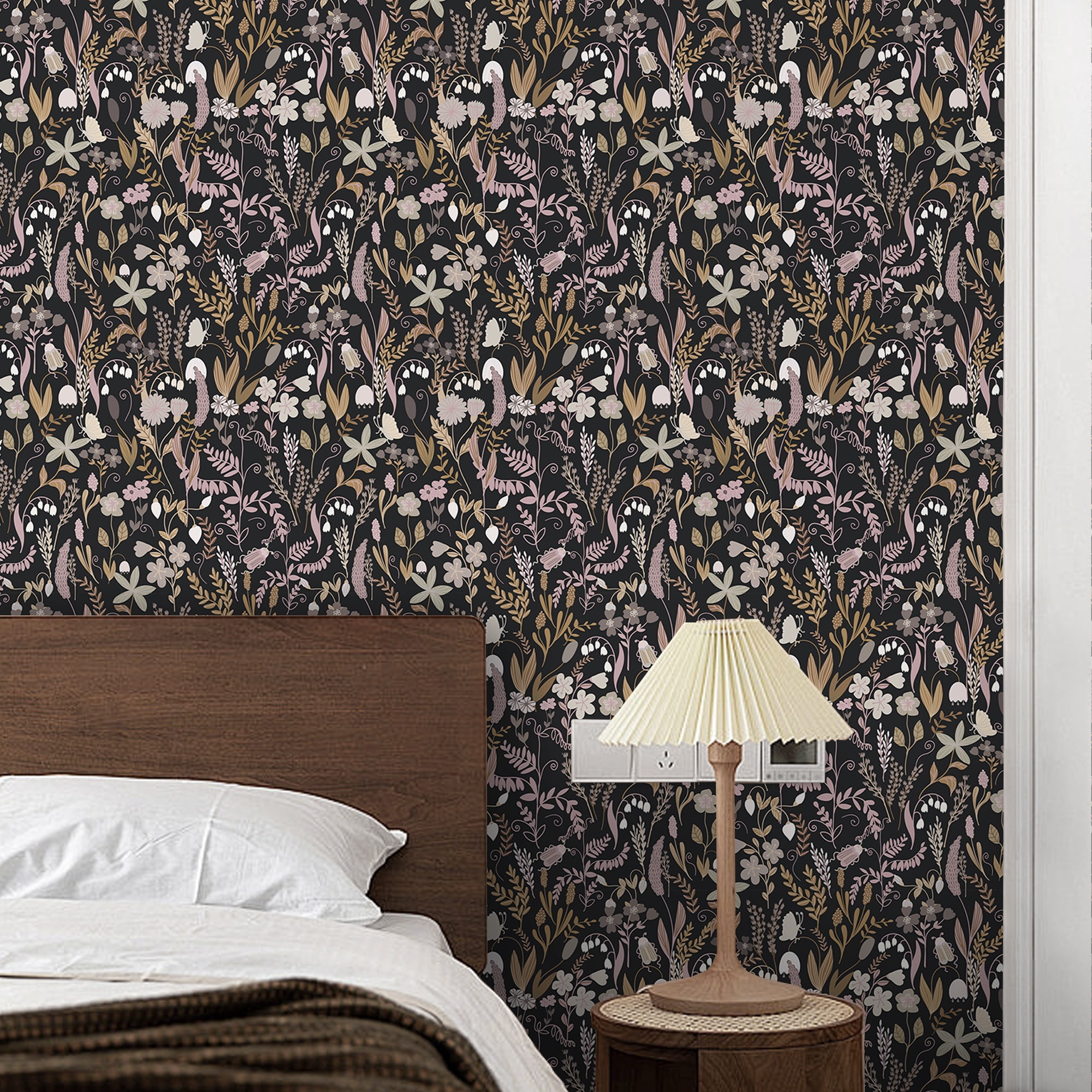 (3 pack) UMIGGEE Peel and Stick Wallpaper 17.7" x 118" Black Floral Self Adhesive Removable Wallpaper Peel and Stick for Home Bedroom Cabinets Thicken