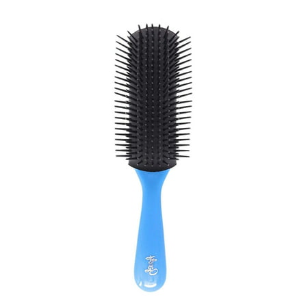 Straight Talk Flat Styler Boar Bristle Hair Brush with Rubber Handle Blue &