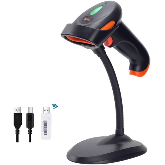Tera Barcode Scanner Wireless 1D 2D 2-in-1 (2.4G Wireless & USB 2.0 Wired) 2D QR Bar Code Scanner Cordless CMOS Image