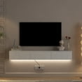 thumbnail image 3 of TV Stand Floating TV Stand Wall Mounted with 16 Color LEDs,67" Modern TV Stand, Floating TV Cabinet Entertainment Center for 55 60 65 Inch TV,White,Entertainment Center, 3 of 9