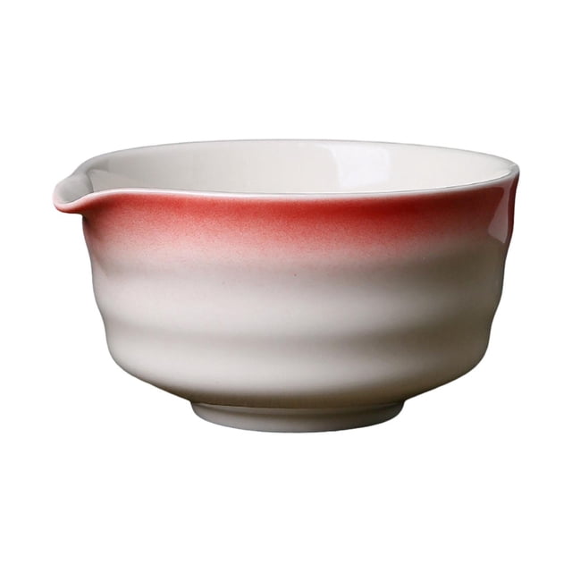 DOLITY Ceramic Matcha Bowl 450ml Traditional Porcelain Tea Bowl for Family Beginner Red