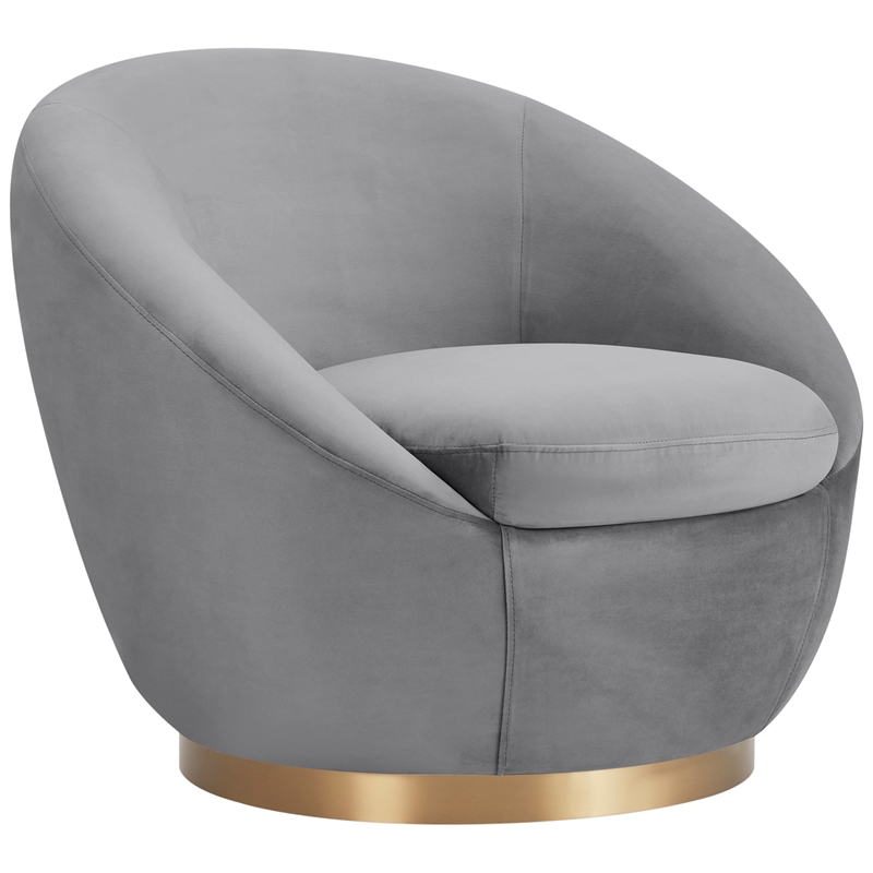 grey velvet round chair