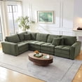 thumbnail image 3 of Tabaray Oversized Sectional Sofa Couch, L Shaped Modular Corner Couch with Deep Seat, Comy Corduroy Upholstered 4 Seat, Convertible Sleeper Sofa for Living Room, Home Sofa Set, Green, 3 of 6