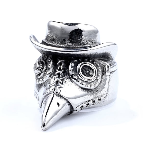 Rock Band Steampunk Skull Men Rings 14K White Gold Women Jewelry Punk Gothic Vintage  Fashion Accessories Gifts