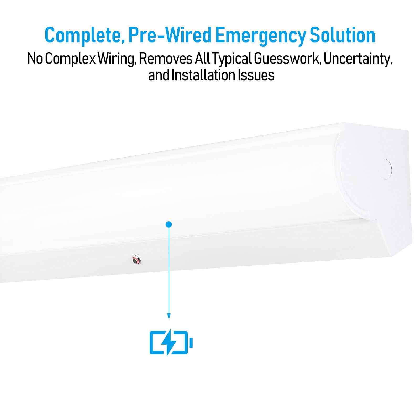 3CCT 4FT Commercial Linear Stairwell Strip Light with Emergency Battery Backup, 0-10V Dimmable, 3900LM/5200LM/6500LM Selectable