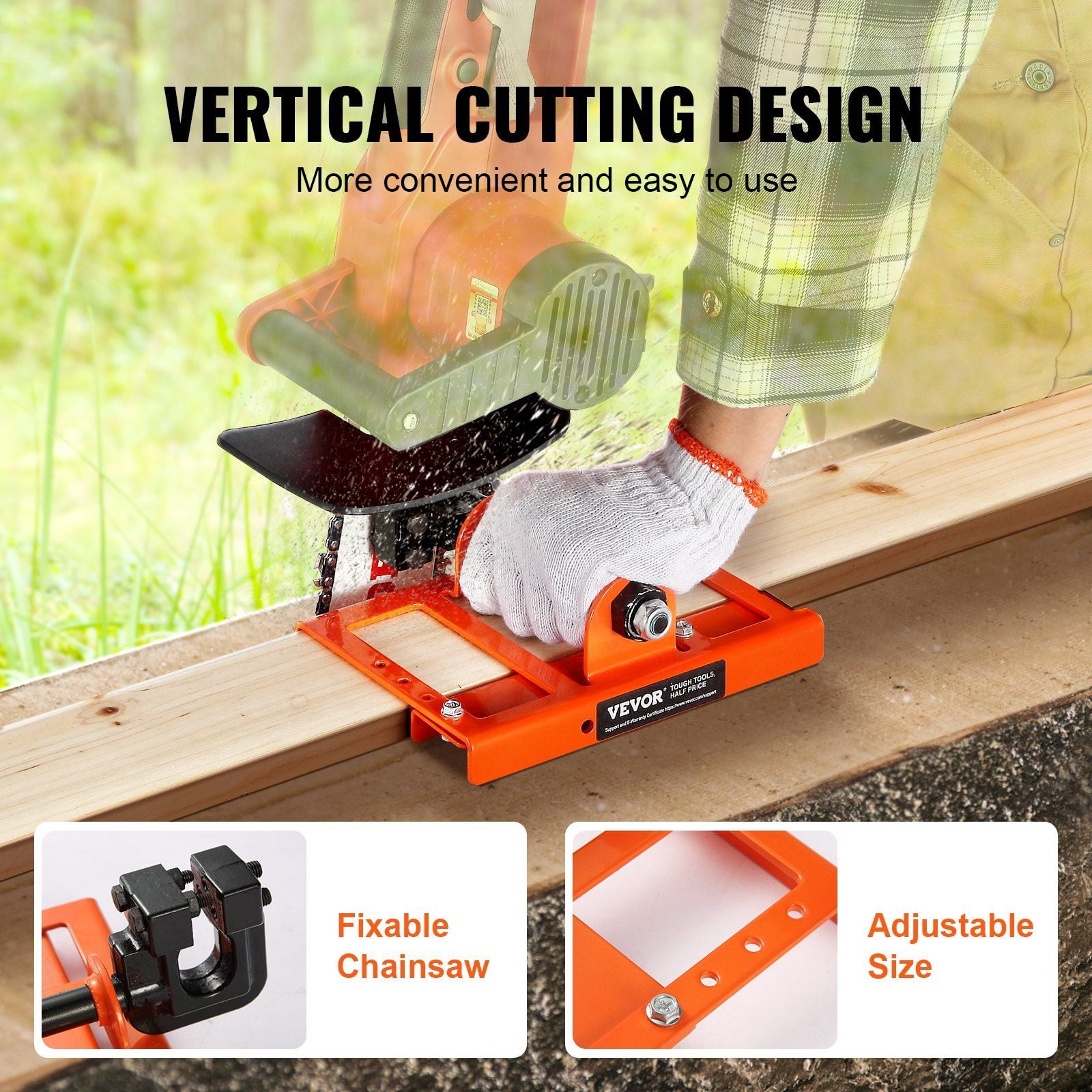 Lightweight Chainsaw Mill for Wood Milling, 2"-6" Adjustable Cutting Width – Cast Iron Vertical Lumber Guide, Portable Sawmill Tool