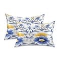 thumbnail image 3 of Ryvnso Satin Pillowcase Flowers Blue Pillow Cases Standard Size 26x20in, 3 of 6