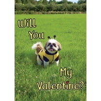 Glory To Dog Will You (Bee) My Valentine Greeting Card (Portrait/Shiz-Tzu)