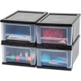 thumbnail image 1 of IRIS USA SD-22 Tiroir Empilable en Plastique, Unité de Rangement Lot de 4, 7-Quart, Noir, 4 Unités, 1 of 5