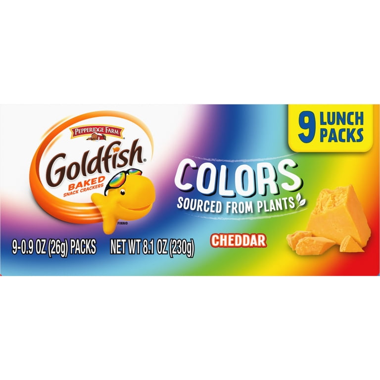 colored gold fish box Amazon.com: Goldfish Colors Cheddar Cheese Crackers, Baked Snack Crackers, 30 Oz Carton Imported from the USA Goldfish Colors Cheddar Cheese Crackers,