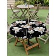 thumbnail image 5 of Outdoor Tablecloth with Umbrella Hole Zipper White Daisy Floral Round Tablecloth 60" Waterproof Outside Table Cloth Spring Summer Flowers Black Patio Table Cover Tablecloths for Picnic Party, 5 of 8