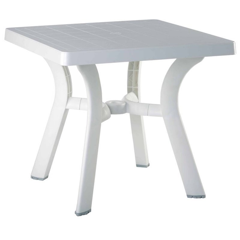 Atlin Designs 31" Resin Square Patio Outdoor Dining Table in White