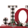 thumbnail image 3 of 11.25" Vibrant Unique "JOY" Wooden Christmas Plaid Table Decor, 3 of 6