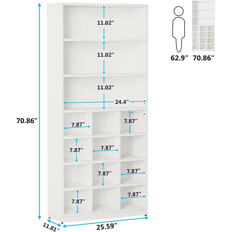 Tribesigns 24 Pair Shoe Rack with Side Hooks for Entryway Hallway, Modern  Freestanding Shoe Cabinet, White 